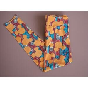 LuLaRoe OS Disney Mickey Mouse Leggings in Orange Red Blue Yellow Tribal